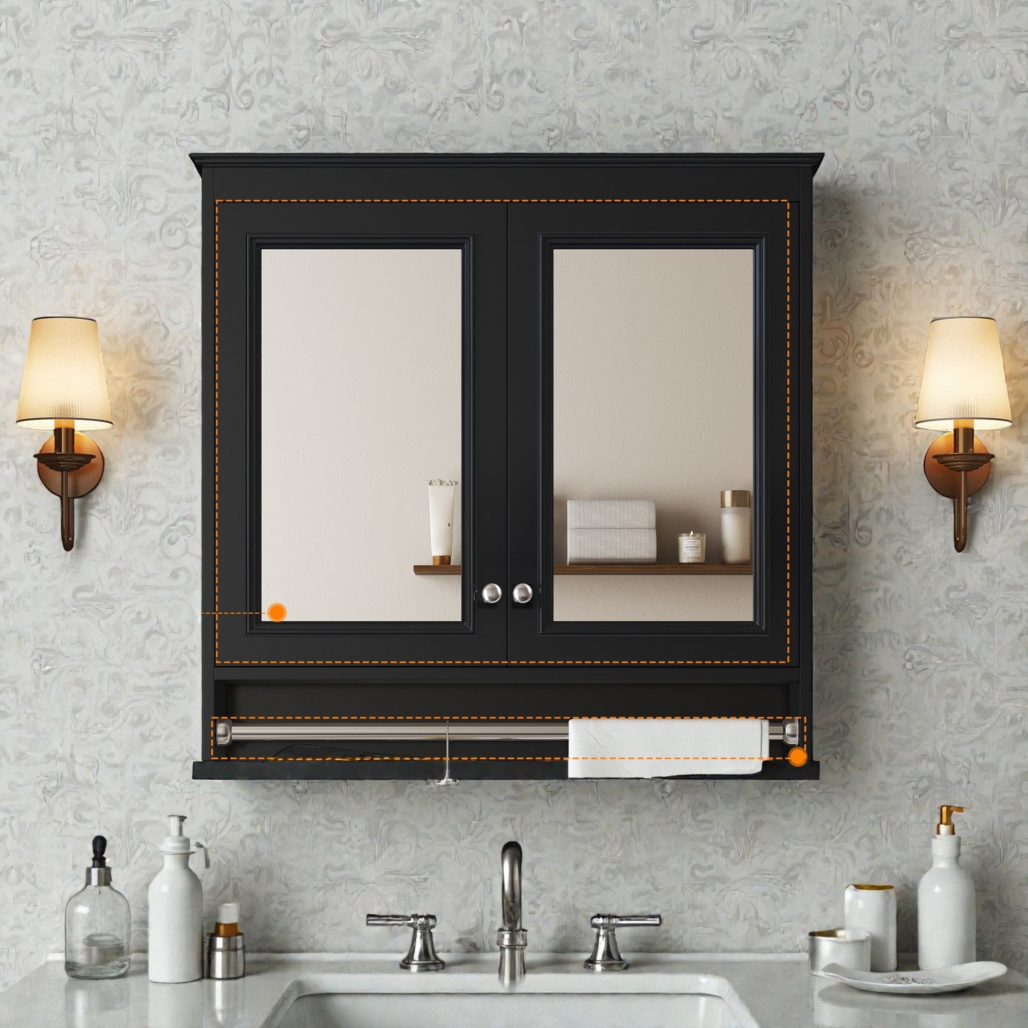 30 Inch Wall Mounted Medicine Cabinet with Mirror, Adjustable Shelves and Soft Close Doors