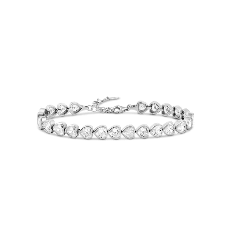 SHYMI Bezel-Set Heart Tennis Bracelet - Silver