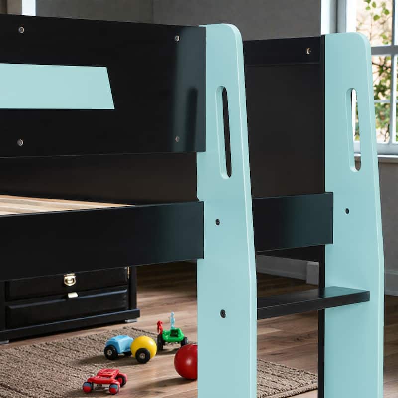 Full Size Gaming Loft Bed with RGB Desk, USB Charging Ports, LED Lights, Heavy Duty Esports Bunk Bed