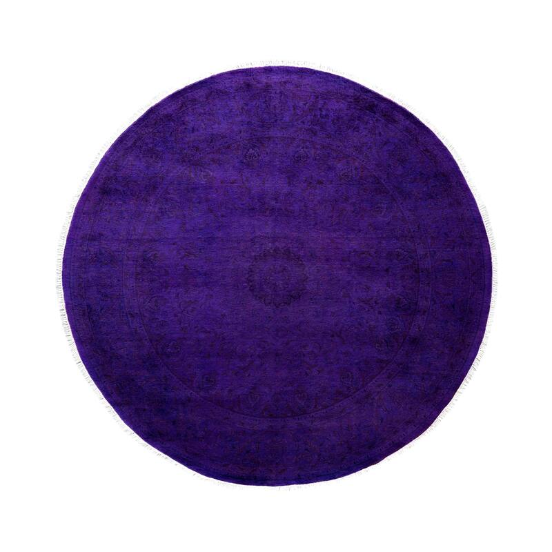 Overdyed One-of-a-Kind Hand-Knotted Area Rug - Purple - 6' 8" x 6' 8"