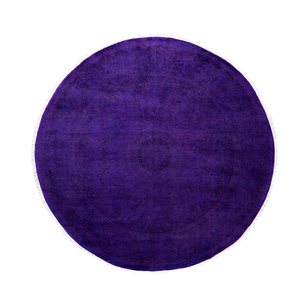 Overdyed One-of-a-Kind Hand-Knotted Area Rug - Purple - 6' 8" x 6' 8"