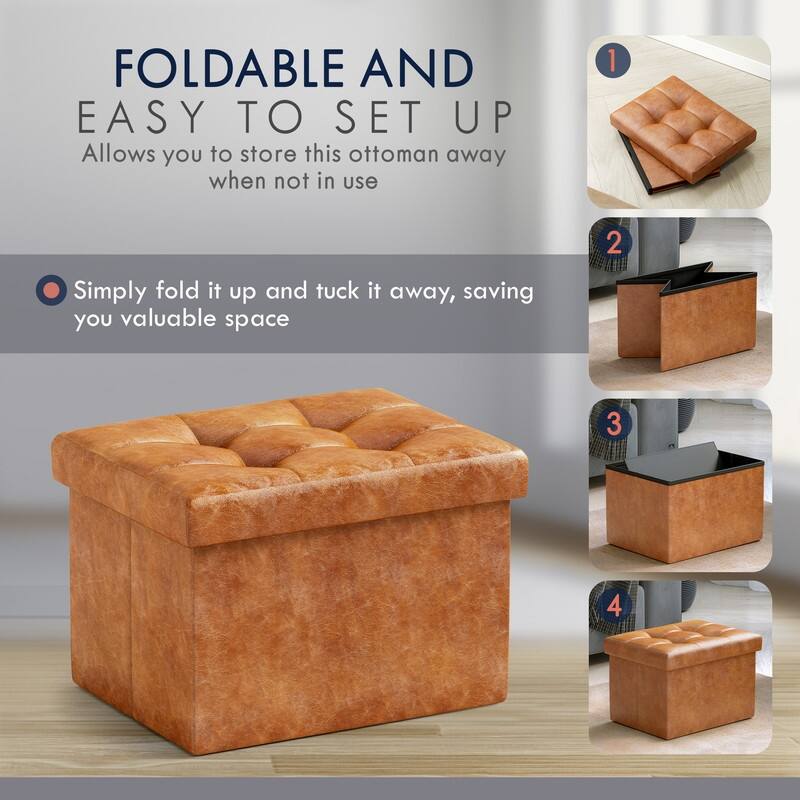 Small Foldable Rectangle Storage Ottoman
