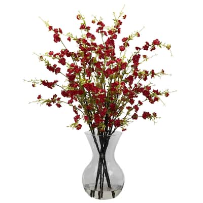 Cherry Blossom Vase Arrangement - Silk Flowers Home Decor Gift - 30