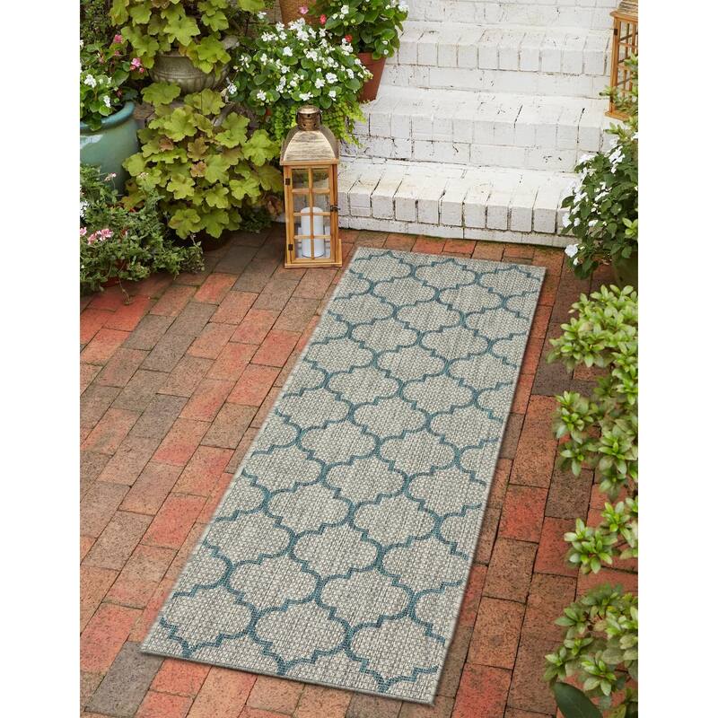 Outdoor Khence Collection Area Rug - Gray - 2'7"x10'