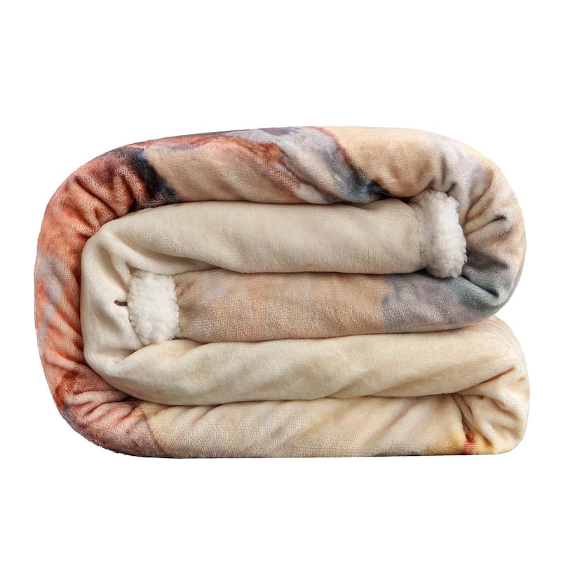 Indigo Hill by HiEnd Accents Campfire Sherpa Fleece Throw, 1PC or 3PC