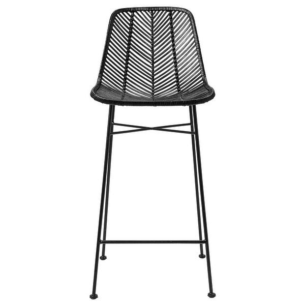 slide 8 of 18, Rattan Bar Stool with Metal Frame Black