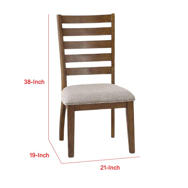 Teby Side Dining Chair Set of 2, Open Ladder Backrest, Light Gray Polyester