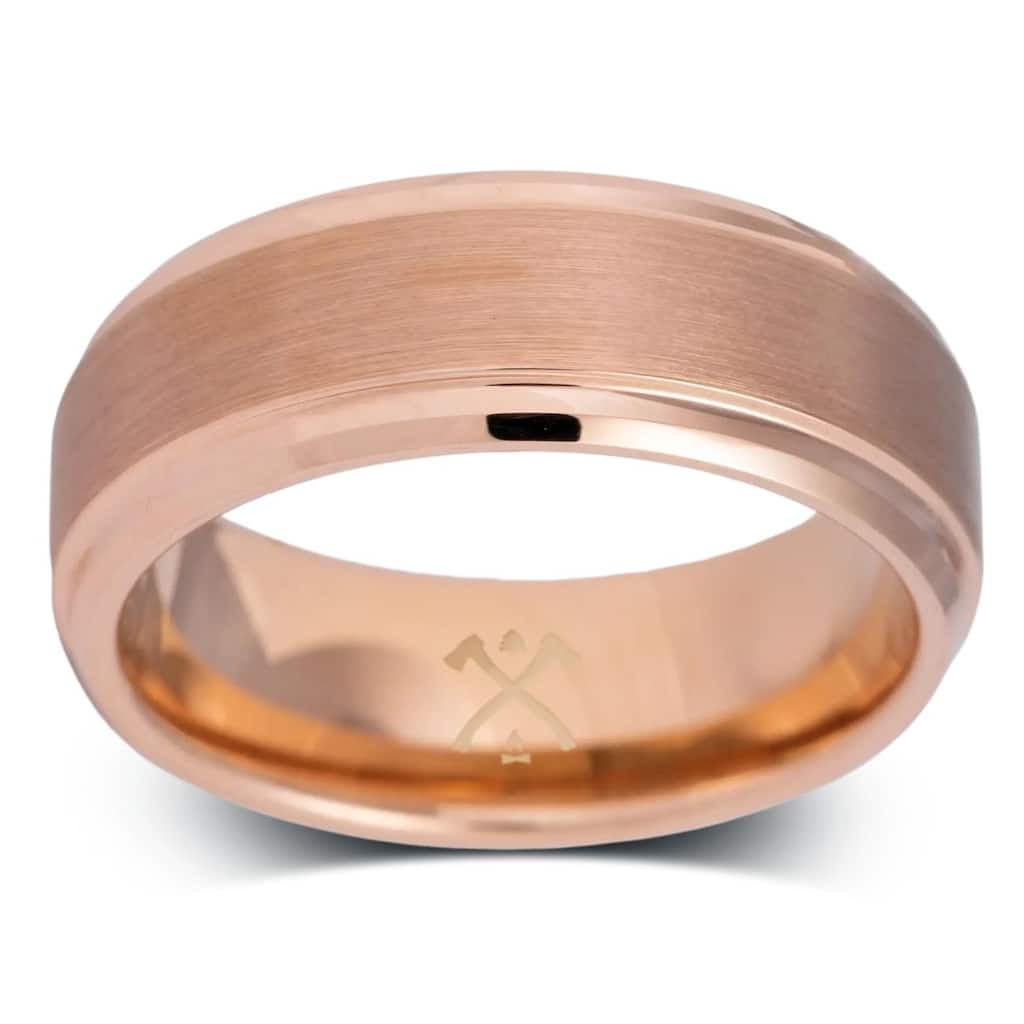 Manly Bands THE MVP Tungsten Rose Gold Plated 8mm Satin Band