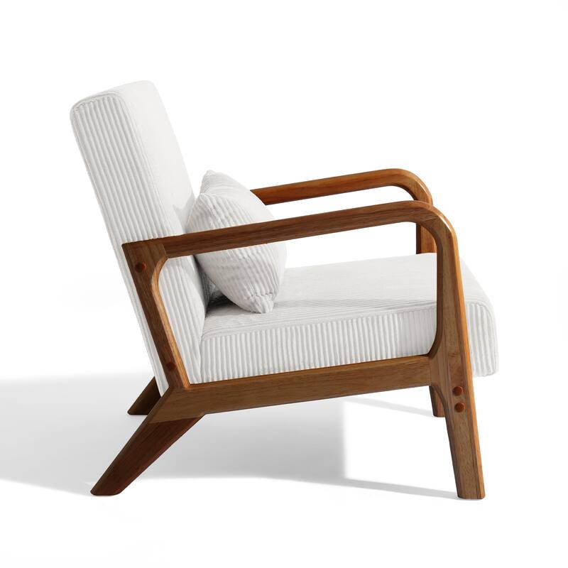 Modern Corduroy Upholstered Accent Chair with Wood Legs Set of 2