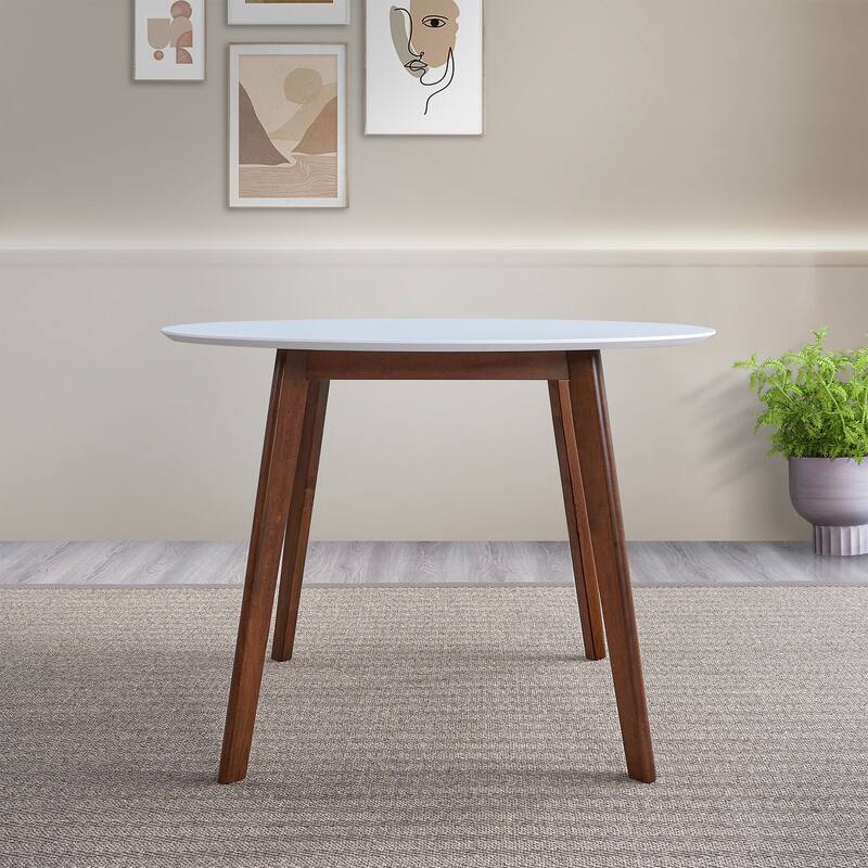 GDFStudio - Carlton Modern 39.4" Oval Dining Table with Solid Rubberwood Legs