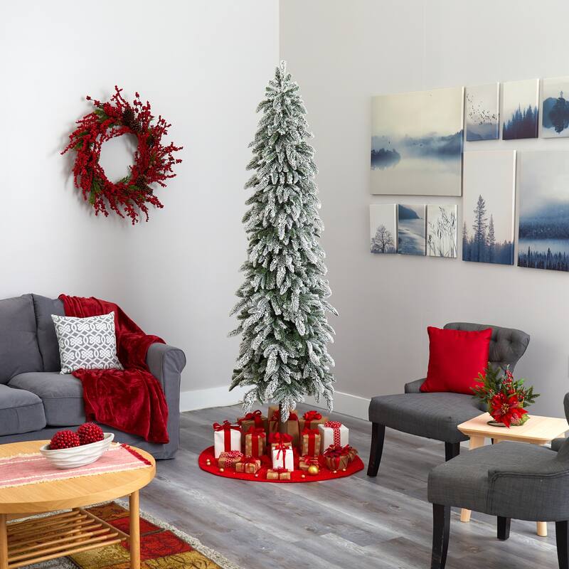 7.5ft Pre-Lit Christmas Tree - Alpine Artificial Xmas Tree with Warm White Lights & Bendable Branches - 84
