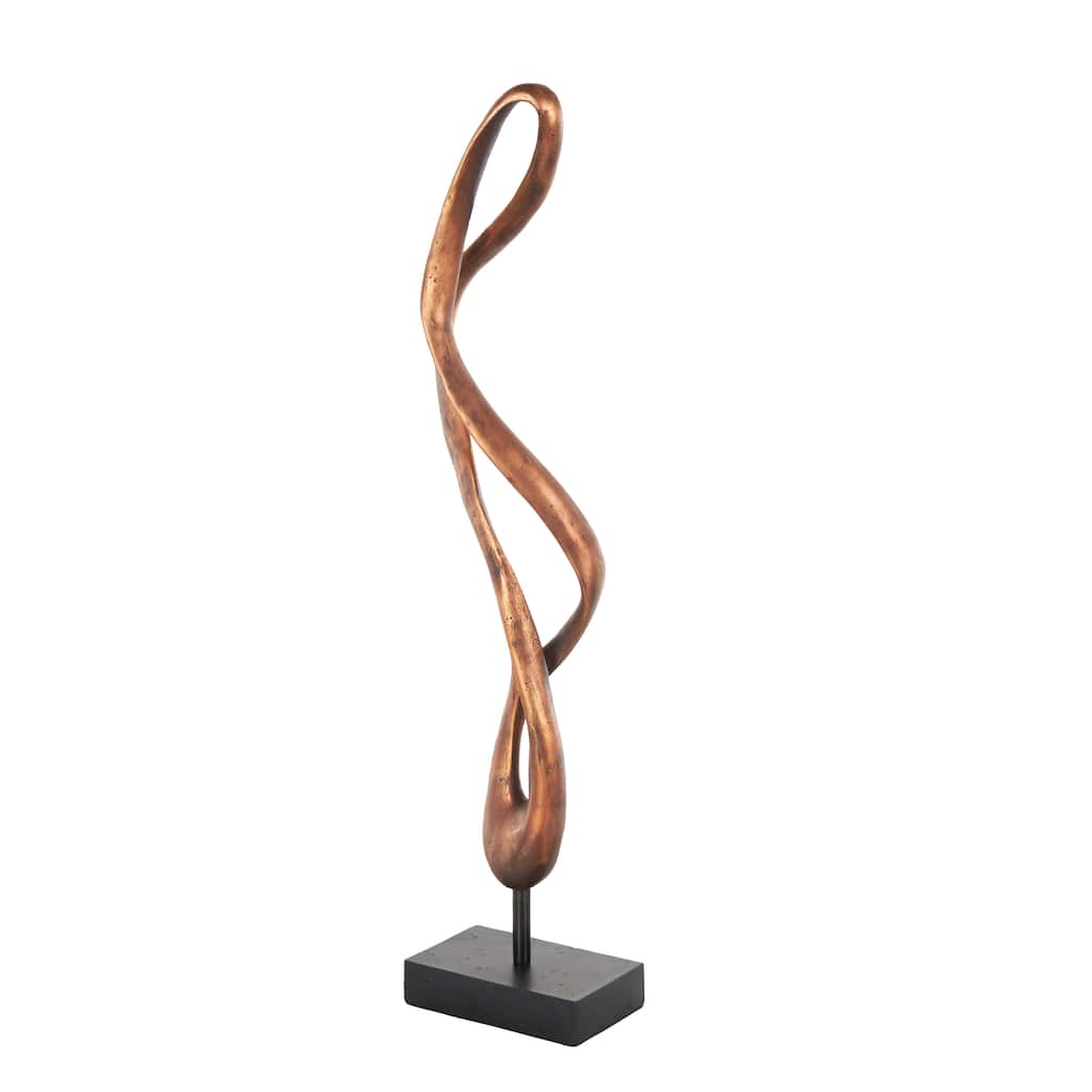 Bronze Polystone Handmade Abstract Abstract Decorative Sculpture with Rectangle Black Base