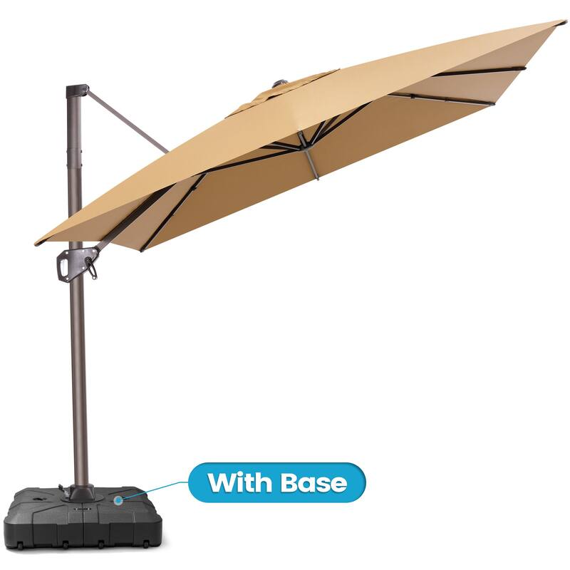 Outdoor 11 x 9 FT Patio 360 Degree Rotation Cantilever Umbrella with Base