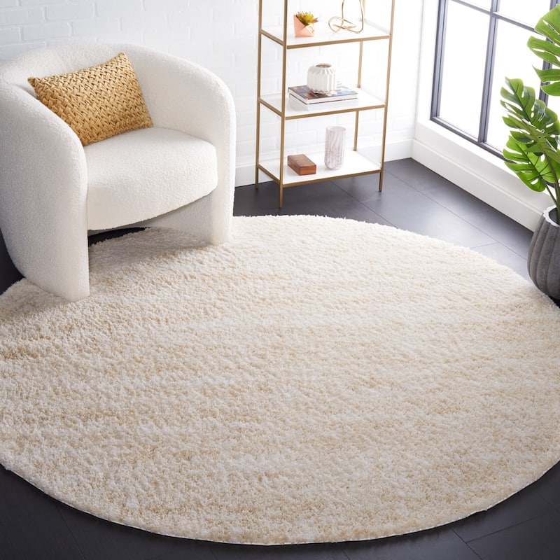 SAFAVIEH Berber Shag Rafaele 1.25-inch Thick Rug - 7' Round - Ivory/Beige - Round