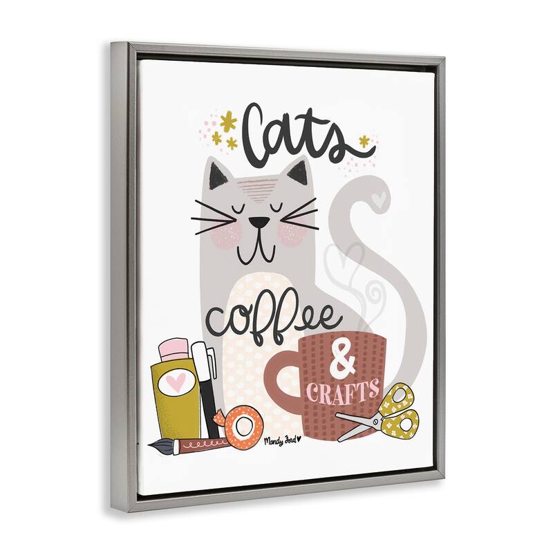 Stupell Cats Coffee & Crafts Framed Floater Canvas Wall Art Design By Mandy Ford Art + Illustration