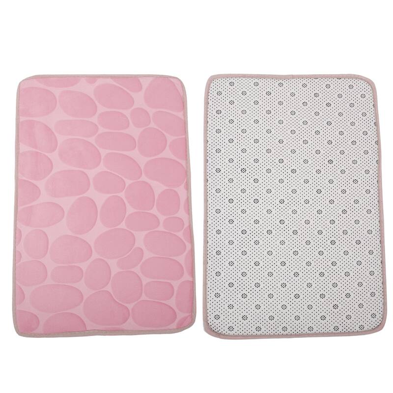 Non-Slip Bathroom Rugs, Polyester Bath Mat, Machine Washable Pink Cobblestone Pattern 23.62"x15.75"