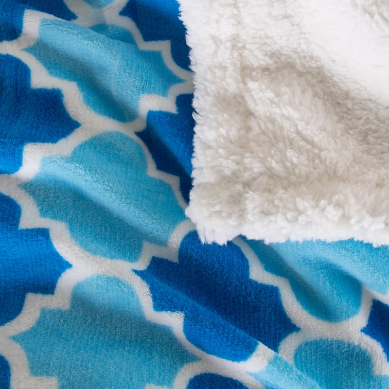 Reversible Fleece Blanket - 50-Inch x 60-Inch Machine-Washable Sherpa Throw by Windsor Home