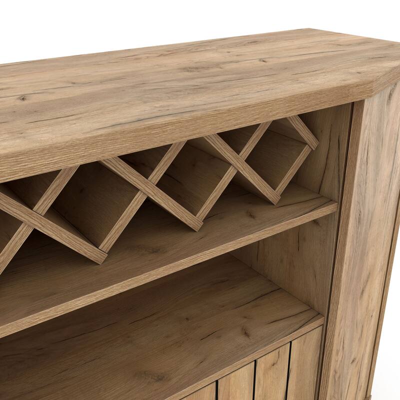DH BASIC Light Oak Country 4-bottle Lattice Wine Cabinet by Denhour