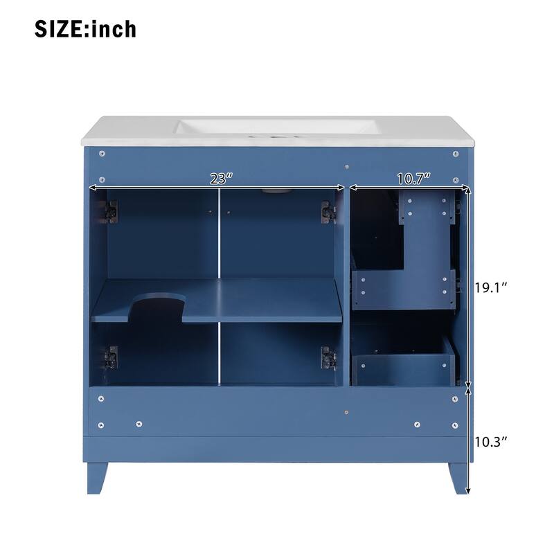 Bathroom Vanity Storage Cabinet with Standard and Double-Layer Drawers, Groove Design Soft Close Doors and Adjustable Shelf