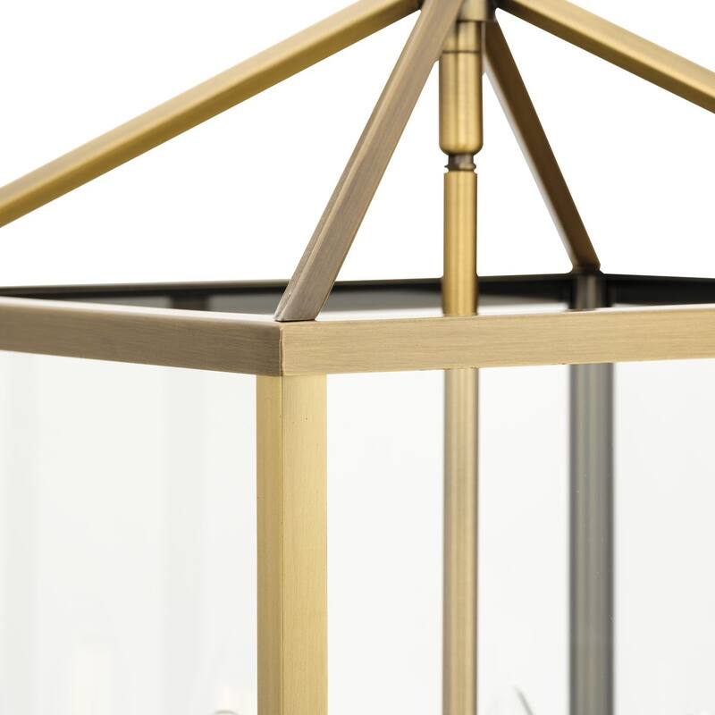 Hillcrest Collection Four-Light Vintage Brass Transitional Hall & Foyer Light - 17 in x 17 in x 29.75 in