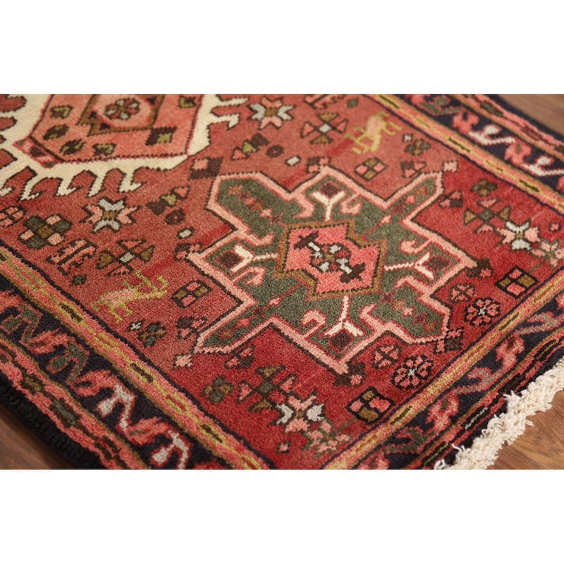Tribal Geometric Gharajeh Persian Runner Rug Handmade Wool Carpet - 2'2" x 6'1"