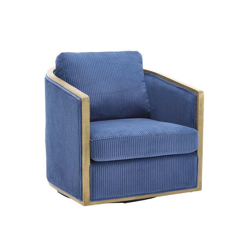 Accent Chair Sofa Chair with High-Density Foam and Curved Back, Degree Swivel Barrel Club Chair Lounge Chair