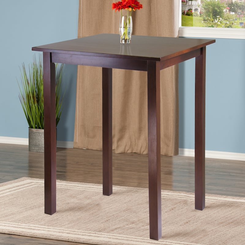 38.75" Antique Walnut Finish High Pub Square Dining Table