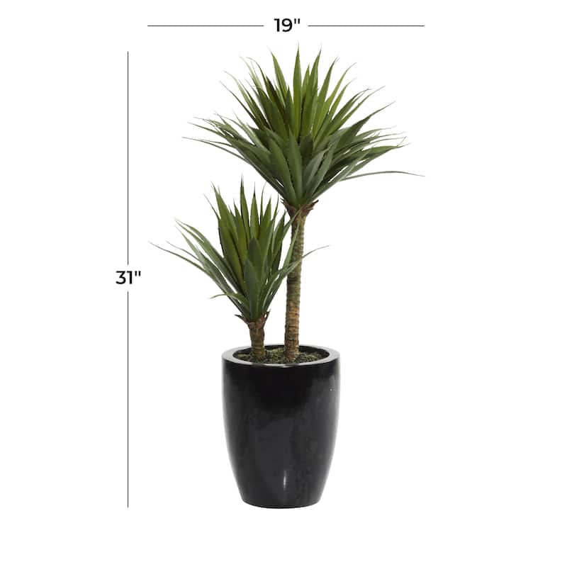 Faux Foliage Dracaena Artificial Plant with Realistic Leaves and Black Fiberglass Pot - Green - Roche River Decor