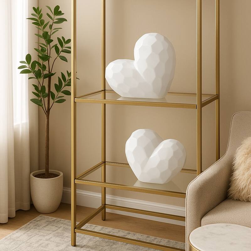 Modern Geometric Heart Sculpture - Ceramic Decorative Object