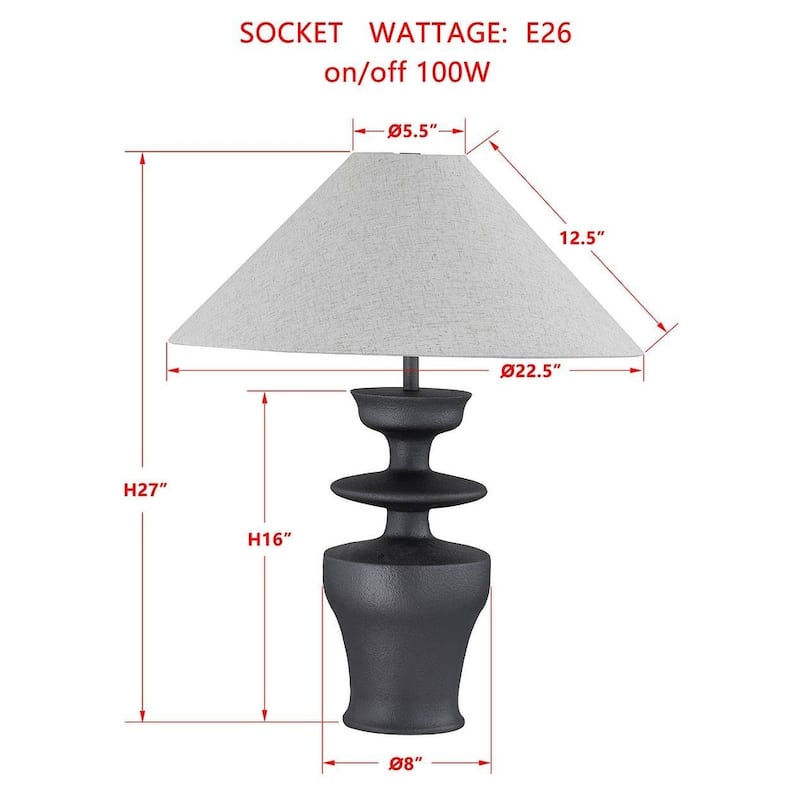 Brie 28" Table Lamp with Linen Shade, Black Satin (Set of 2)