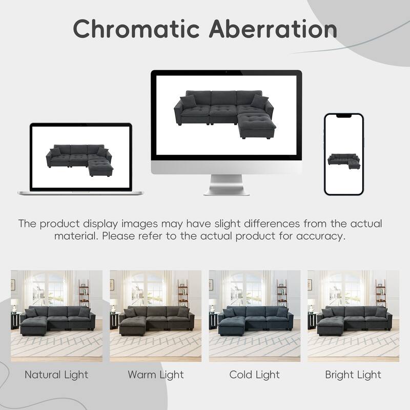 100" L-Shaped Convertible 4-Seat Sofa