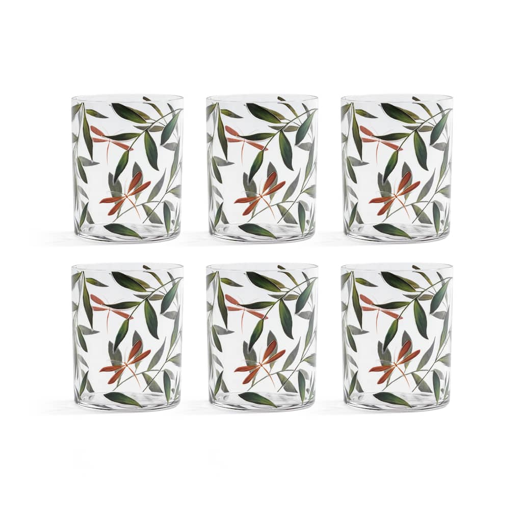 Whispering Leaves & Dragonfly Tumblers, Set of 6