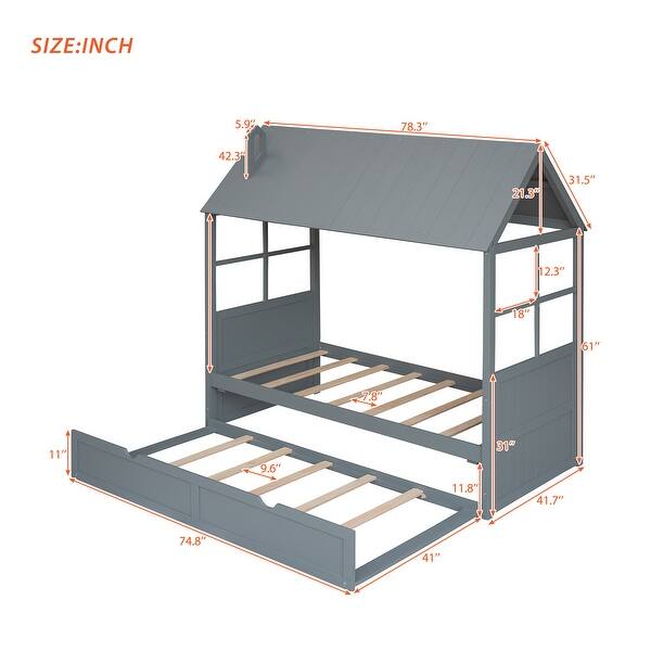 Modern Twin Size House Bed with Twin Size Trundle Bed Bath & Beyond