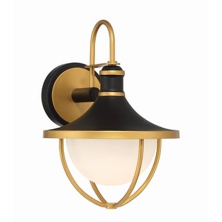 Atlas 1 Light Matte Black and Textured Gold Outdoor Sconce - 9.75"W x 13.5"H x 11"D