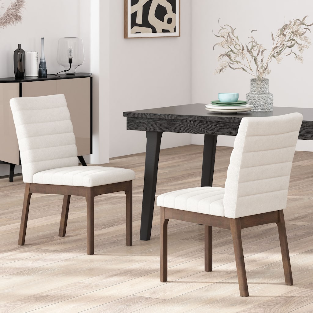 2-Piece Kitchen Upholstered Dining Chair Set with Solid Wood Legs