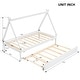 preview thumbnail 4 of 7, Twin Size Montessori Bed with Trundle, Wood Tent Floor Bed Frame, Twin Kids Bed with Slat Support for Boys,Girls, Easy Assembly