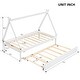 preview thumbnail 23 of 27, Twin size Teepee Bed Wood Slat Support Platform Bed Frame Minimalist Tent Floor Bed, with Trundle(No Box Spring Needed)