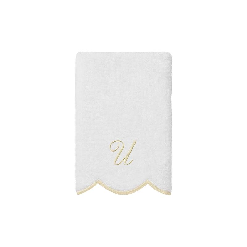 Authentic Hotel and Spa 100% Turkish Cotton Beige ADORNIA Scallop Personalized 3 Piece Towel Set - 3 Piece Set