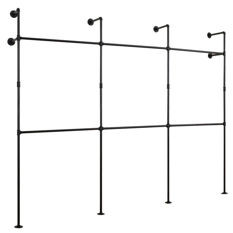 Gymax Industrial Pipe Clothing Rack Wall Mounted Heavy-Duty Metal