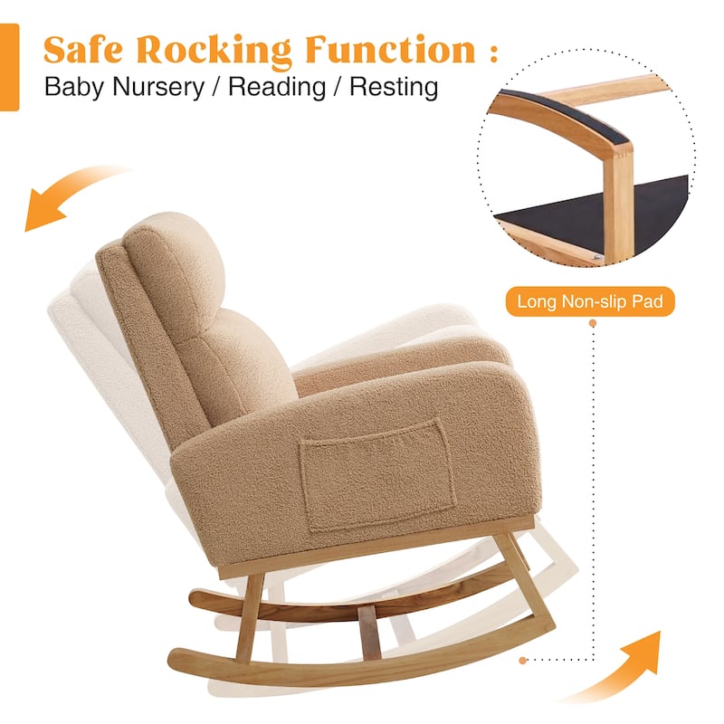 HOMYKA 28" Wide Rocking Chair for Nursery with Solid Wood Leg