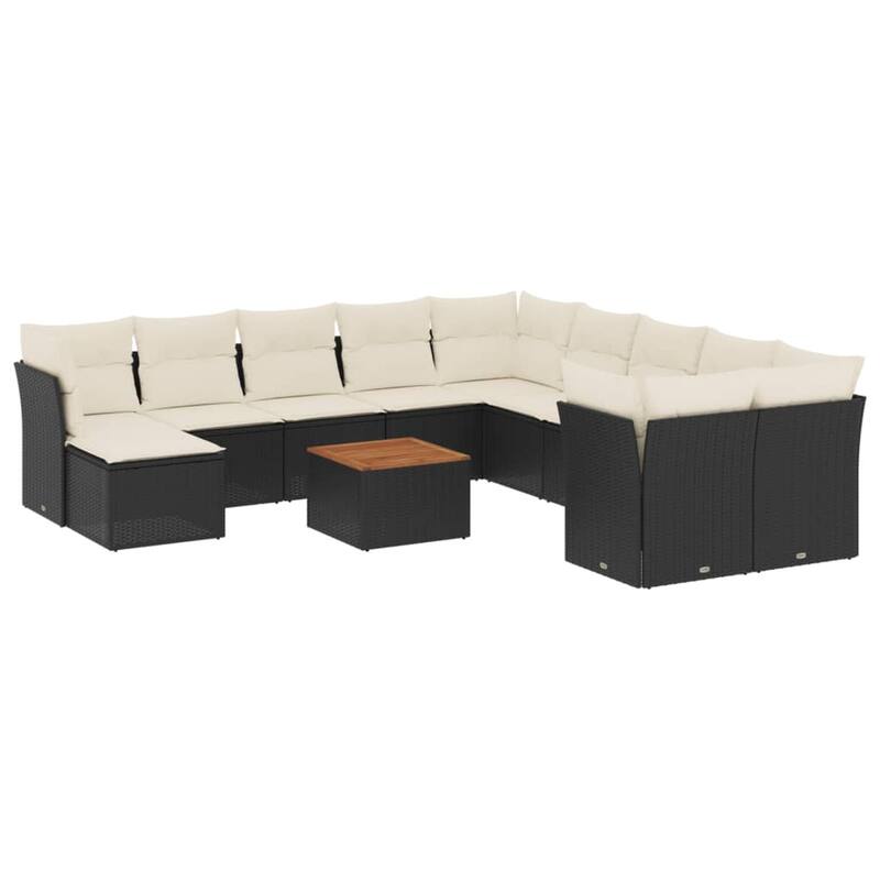 vidaXL Patio Sofa Set with Cushions Outdoor Furniture 12 Piece Poly Rattan - 24.4 x 24.4 x 27.2