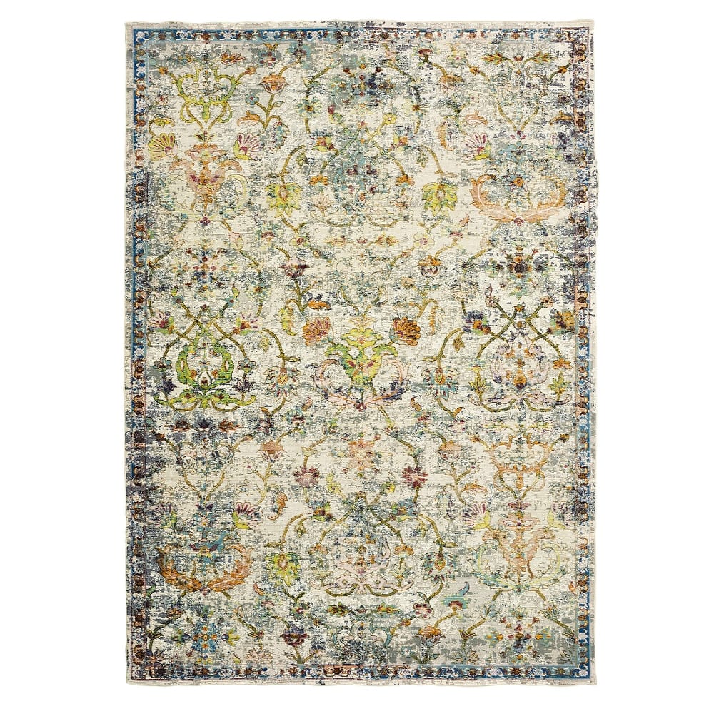 Sevita Gaia Contemporary Floral Green/Multi Performance Indoor Area Rug