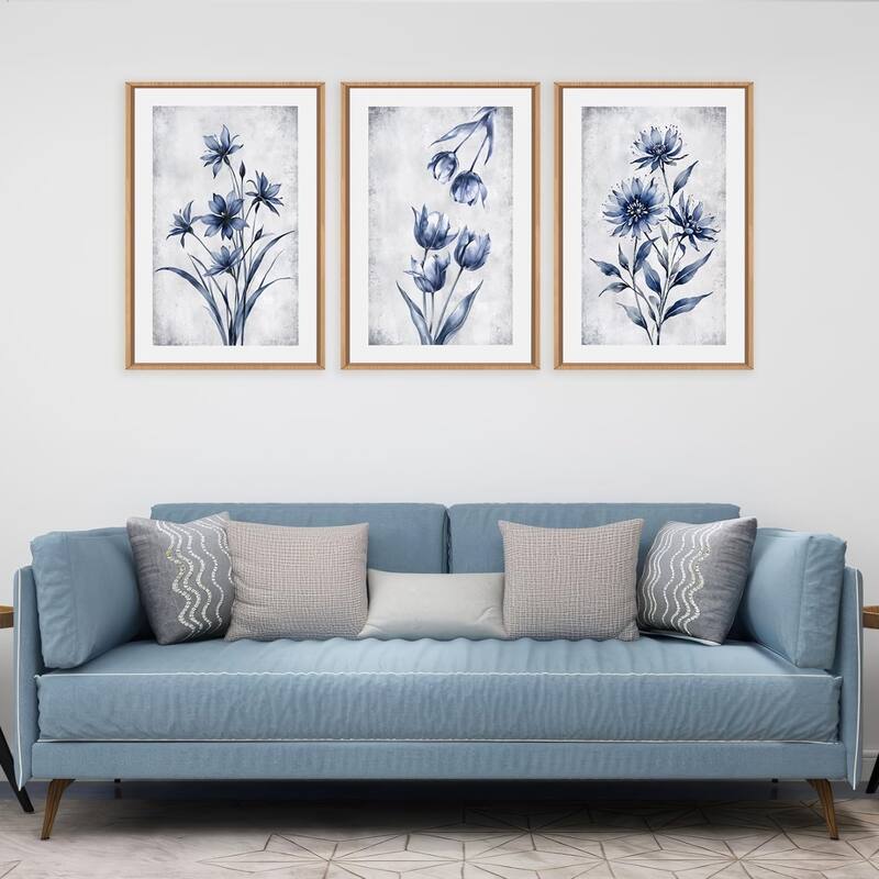 Modern Botanical Plant Wall Decor,Neutral Wildflower Painting