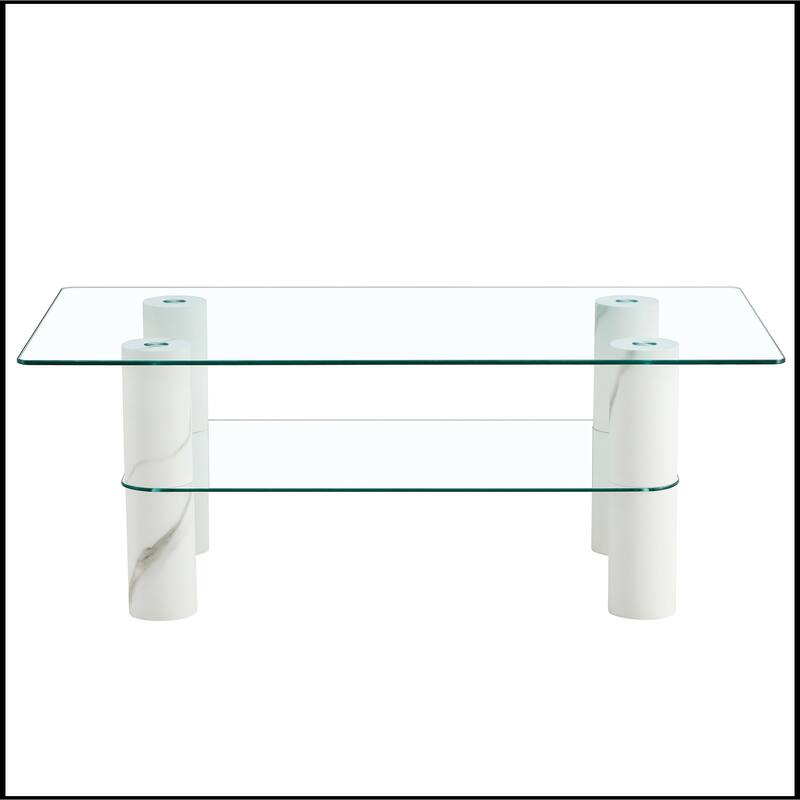 Double-layer Transparent Tempered Glass Coffee Table