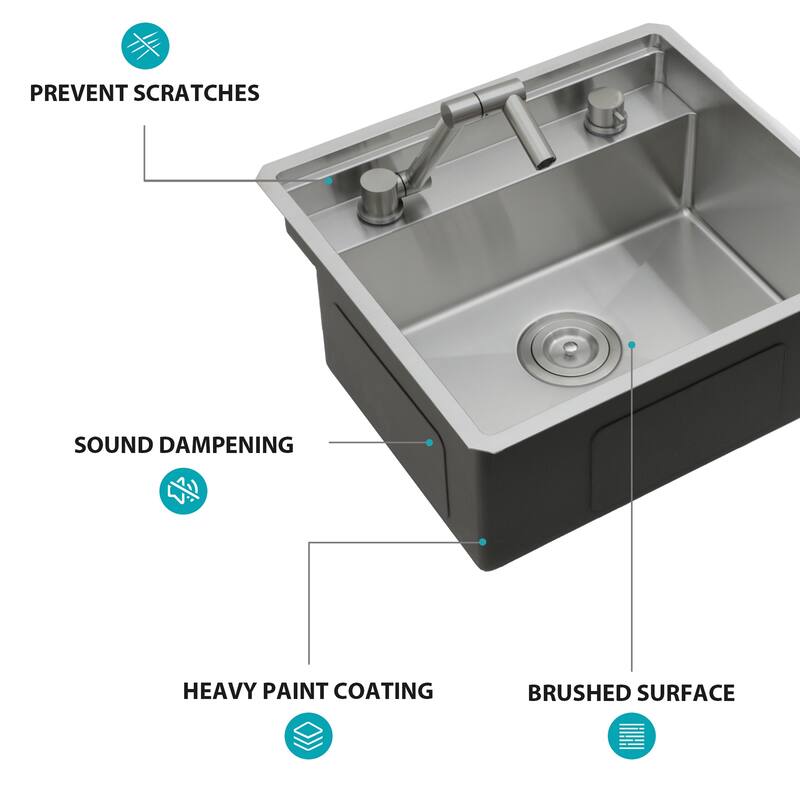 Undermount Kitchen Sink With Folding Faucet and Cutting Board