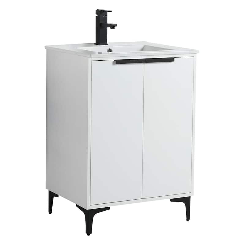 Fine Fixtures Wilmington Bathroom Vanity with White Ceramic Sink.