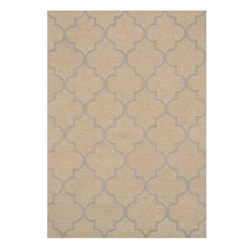 Beige Hand-Tufted Wool Traditional Moroccan Rug, 5' x 7', Elegant Design with Soft Wool Pile - N/A