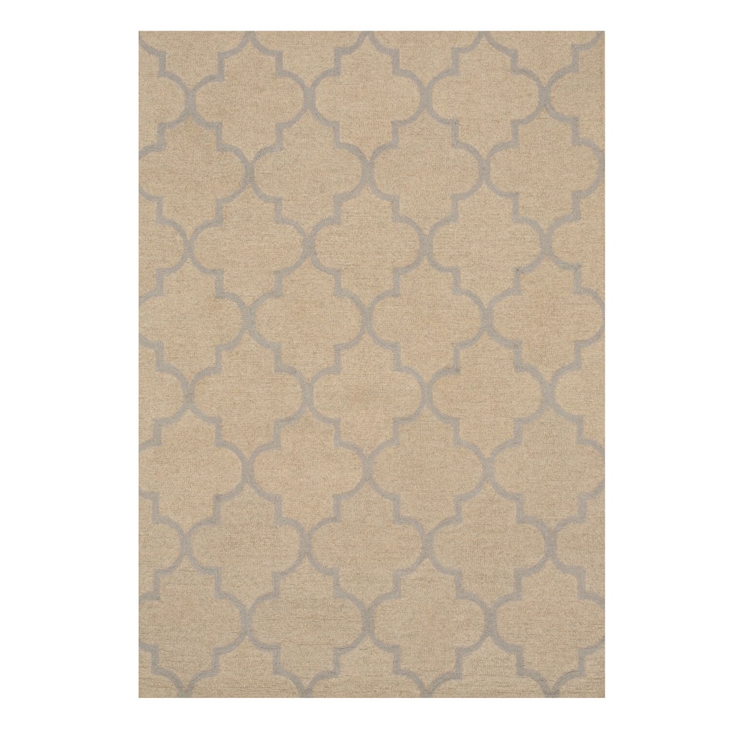 Beige Hand-Tufted Wool Traditional Moroccan Rug, 5' x 7', Elegant Design with Soft Wool Pile - N/A
