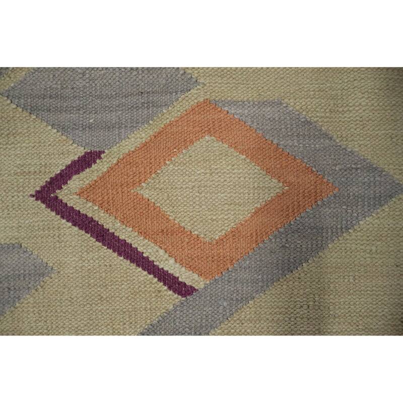 Hand Woven Oriental 100% Wool Carpet Southwestern Modern Greys & Charcoal Kilim Area Rug - 15' 11'' X 12' 3''