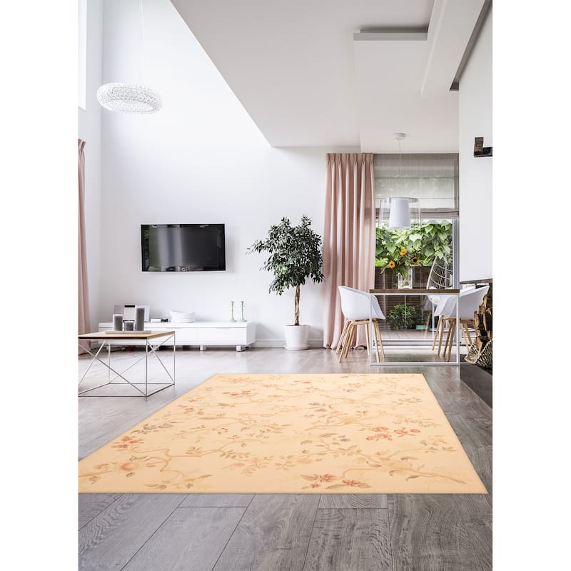 ECARPETGALLERY Flat-Weave Dynasty Beige Wool Tapestry Kilim - 9'9 x 13'1